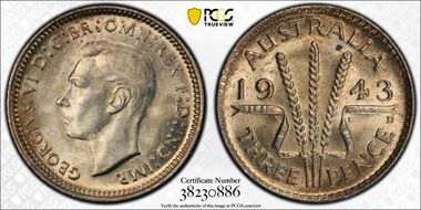 1943-D 3D KM-37  Ag MS63