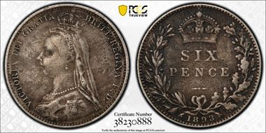 1893 6D S-3929 Jubilee Head N1