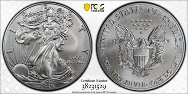 2019 $1 Silver Eagle MS70