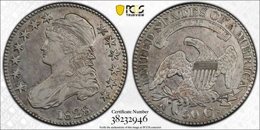 1828 50C Square 2, Small 8s, Lg. Letters VF30