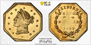 1869 G$1 BG-1106 MS63PL