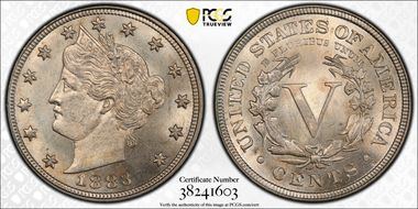 1883 5C With CENTS MS64