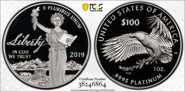 2019-W $100 Platinum Eagle - Liberty PR69DCAM