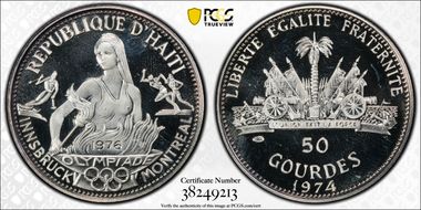 1974 50 G Olympics KM-113.1 PR67DCAM