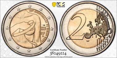 2017 € 2 25th Ann. Pink Ribbon MS66