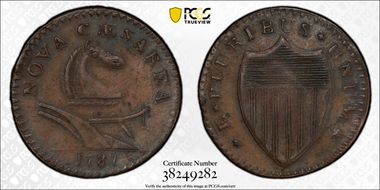 1787 NJ 1/2P Small Plan, Plain Shield AU58BN