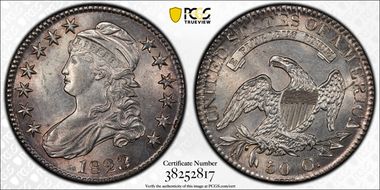 1823 50C Patched 3 AU58