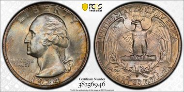 1934-D 25C Heavy Motto MS66