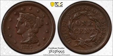 1857 1C Small Date VF30BN