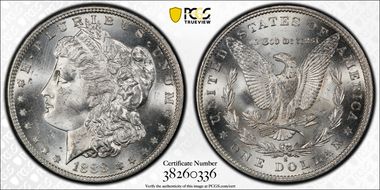 1888-S $1 VAM 13, Gouged Eagle MS64+ 