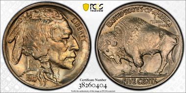 1915 5C 2 Feathers FS-401 MS66