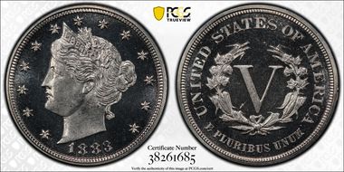 1883 5C No CENTS PR67CAM