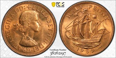 1959 1/2D S-4158 MS65RD