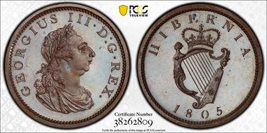 1805 1D S-6620 Bronzed Engrailed Edge PR64