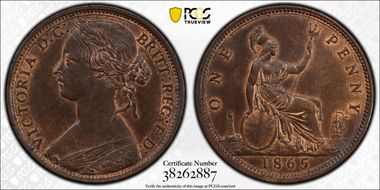 1865 1D S-3954 MS64BN