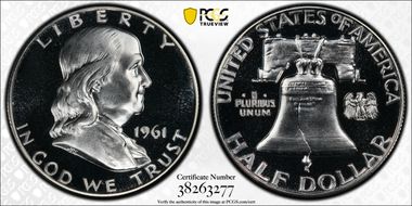 1961 50C Doubled Die Reverse PR67+