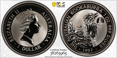 1997 $1 Kookaburra Ag Portugal Privy MS69