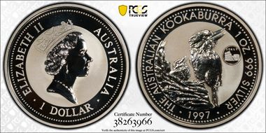 1997 $1 Kookaburra Ag-Italy Privy MS69