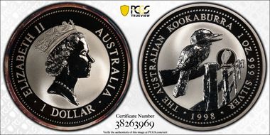 1998 $1 Kookaburra Ag Ireland Privy MS69