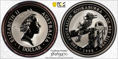 1998 $1 Kookaburra Ag Luxembourg Privy MS69
