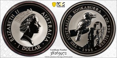 1998 $1 Kookaburra Ag Austria Privy MS69
