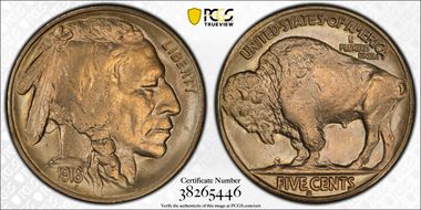1916-S 5C MS66