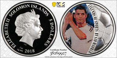 2018 $5 Cristiano Ronaldo PR70DCAM