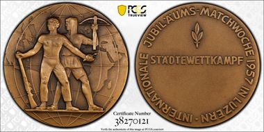 1957 Medal Luzern R-934 Matte Var Bronze SP65