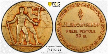 1957 Medal Luzern R-933 Matte Var Gilt silver SP64