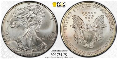 1996 $1 Silver Eagle MS68