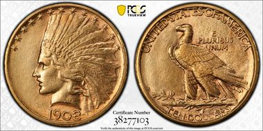 1908-D $10 No Motto N1