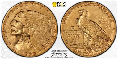 1925-D $2.50 AU50