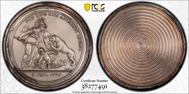 (1976) Medal Libertas Am. Silver Copy 87mm Uniface Reverse Die Trial MS62