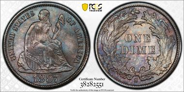 1887-S 10C MS66+