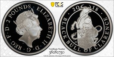 2018 £2 Black Bull of Clarence Queen's Beasts Ag PR70DCAM