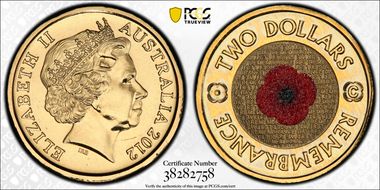 2012-C $2 Remembrance Day Colorized MS67