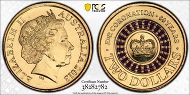 2013 $2 Coronation Colorized MS66