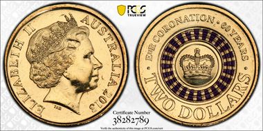2013 $2 Coronation Colorized MS65