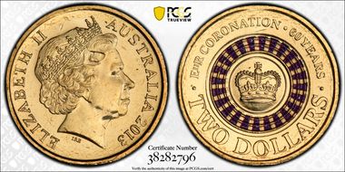 2013 $2 Coronation Colorized MS66