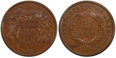 1864 2C Large Motto MS63BN