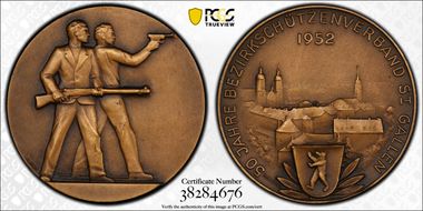 1952 Medal St. Gallen R-1223 Ae Var Bronze SP65