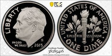 2015-S 10C Silver PR70DCAM