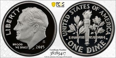 2015-S 10C Silver PR70DCAM