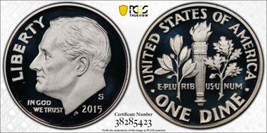 2015-S 10C Silver PR70DCAM