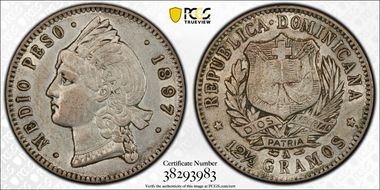 1897-A 1/2 P KM-15  Ag AU53