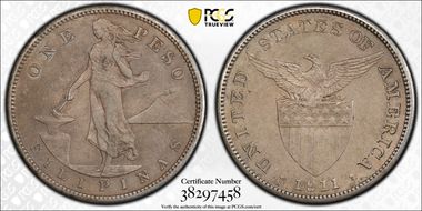 1911-S Peso AU50