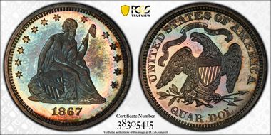 1867 25C PR66+