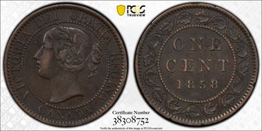 1858 1C ↑↑ Bronze, Full Vine, 16 Stems XF40BN