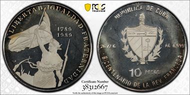 1989 10 Peso KM-P16 French Revolution Piefort PR68DCAM