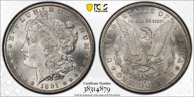 1891-S $1 VAM 3 Doubled Stars MS64